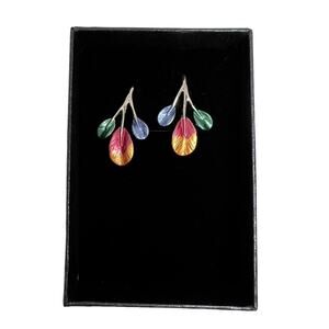 Kiwicraft multicolor colorful leaves stud earrings